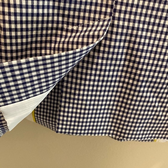 Talbots Blue White Gingham Cotton Stretch 3/4 Sleeve Blazer Jacket Size 12 - Picture 7 of 11